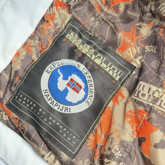 Napapijri Geographic Expedition Team Jacket Winter Coat Parka Mens Large White - Picture 16 of 16